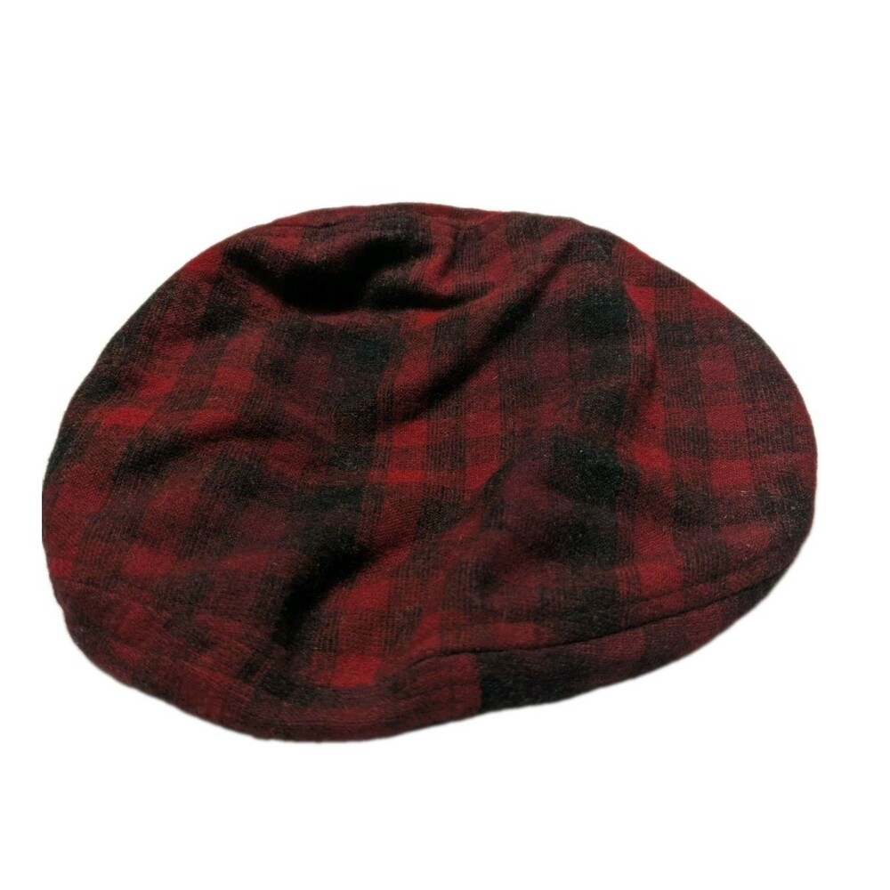 Pendleton Vintage Newsboy Flat Cabbie Cap Hat Wool Plaid Gold Lined Sz SM 6 7/8
